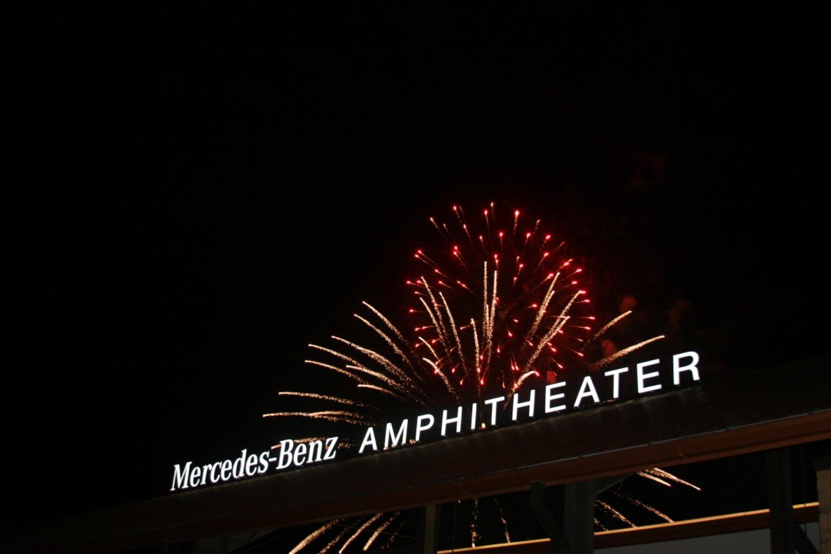 Fireworks at the Mercedes-Benz Amphitheater, photographed on July 4, 2024.